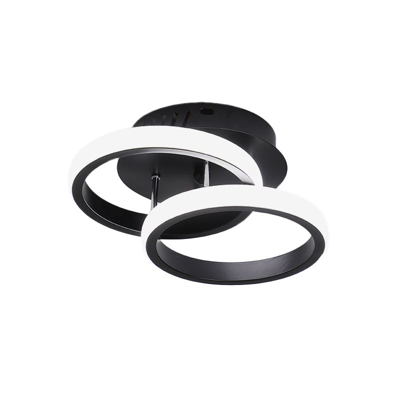 Petit plafonnier rond/carré/lune moderne en métal noir/blanc, éclairage LED Semi-encastré pour couloir