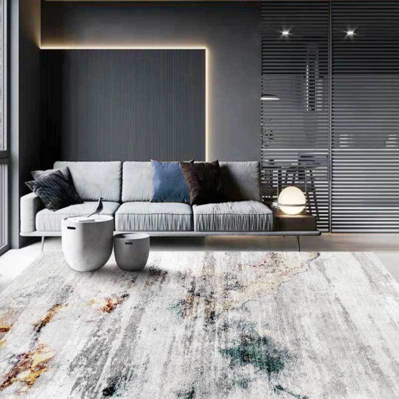 Gray Modern Carpet Polyester Constrast Color Carpet Washable Carpet for Living Room