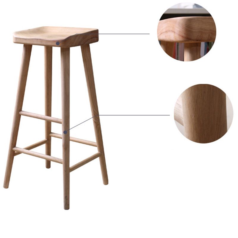 Industrial Backless Armless Counter Stool Pine Wood Bar Stool with Pedal for Milk Tea Shop