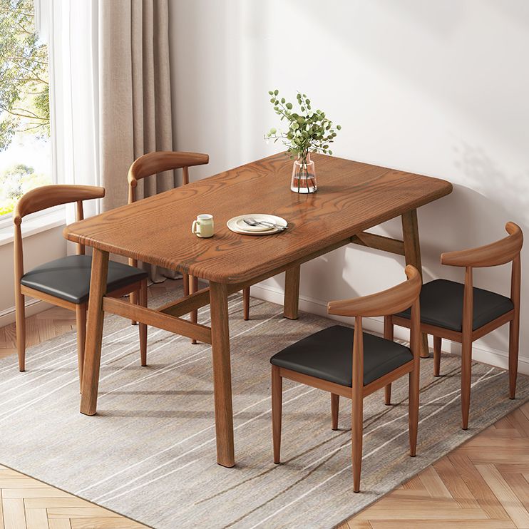 Modern MDF Top Rectangle Shape Dining Set Standard Brown Dining Set With 4 Legs Table