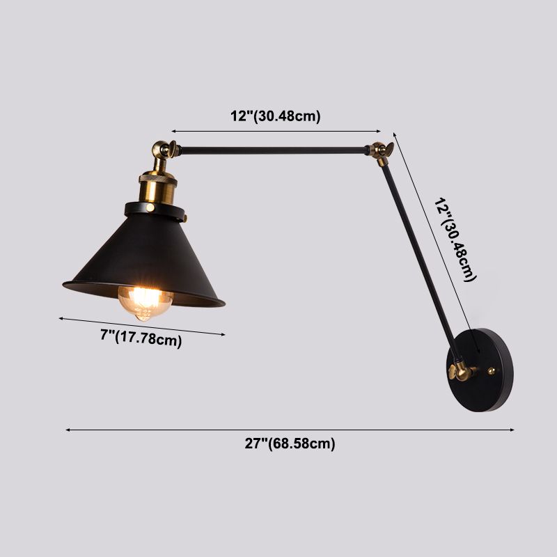 Lampe murale du bras swing dans le luminaire noir industriel noir pour le restaurant de la cuisine