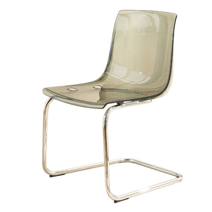 Acrylic Dining Armchair Contemporary Side Chair with Silver Base
