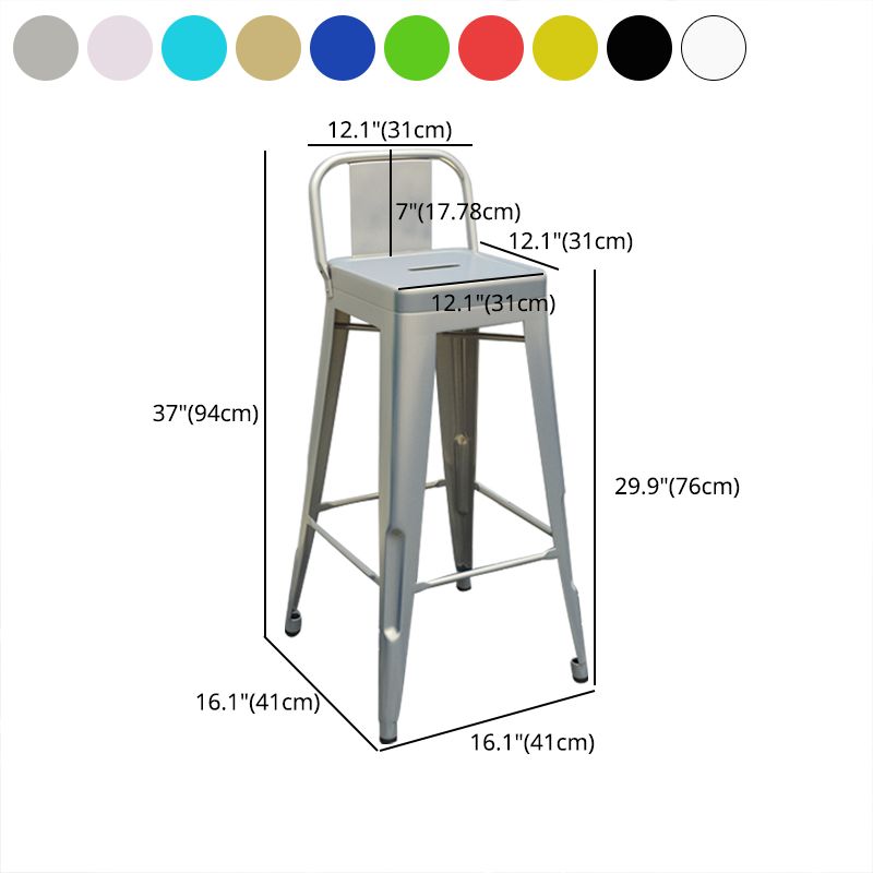 Modern Squared Counter Stools Armless Iron Indoor Bar Stool with Footrest