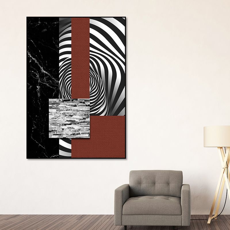 Abstract Wall Art Contemporary Textured Wrapped Canvas in Dark Color for Room