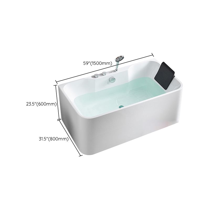 Modern White Rectangle Bathtub Acrylic Back to Wall with Drain Bath Tub