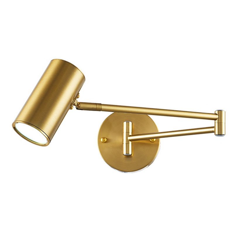 Swing Arm Metal Wall Sconce Light Nordic Cylinder Shade Sconce Light for Bedroom
