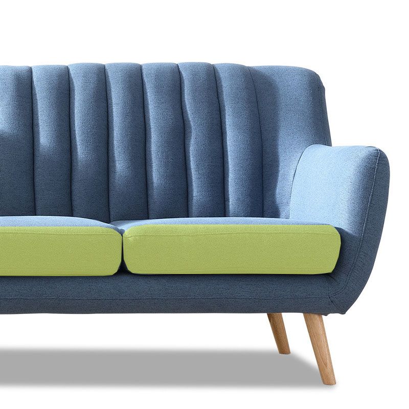 Fabric Sofa with Pillow Sewn Back and Flared Arm for Living Room