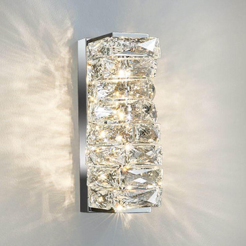 Postmodern Crystal Wall Light Geometric Shape 5" Wide Wall Sconce for Living Room