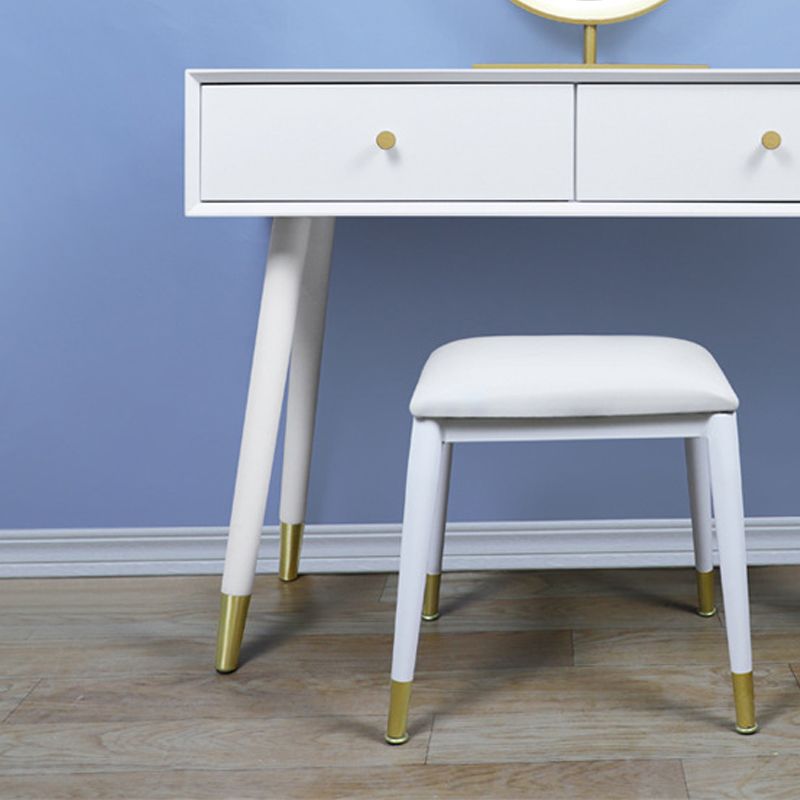 Solid Wood Vanity Desk in White Modern with Drawers Dressing Table
