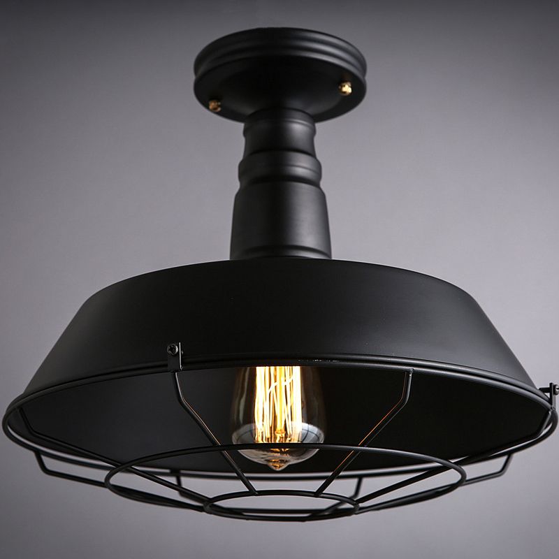 Lámpara de techo semi empotrada industrial de metal, 1 luz, luces de techo semi empotradas para pasillo y vestíbulo