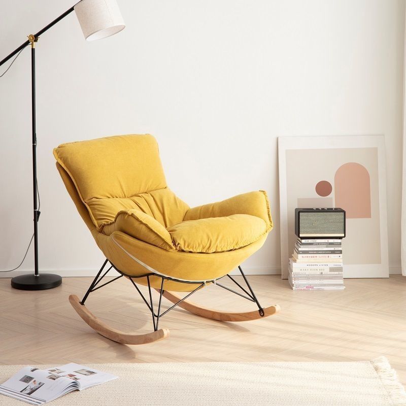 Modern Upholstered Rocker Chair Metal Frame Water Resistant Spindle Rocker Chair