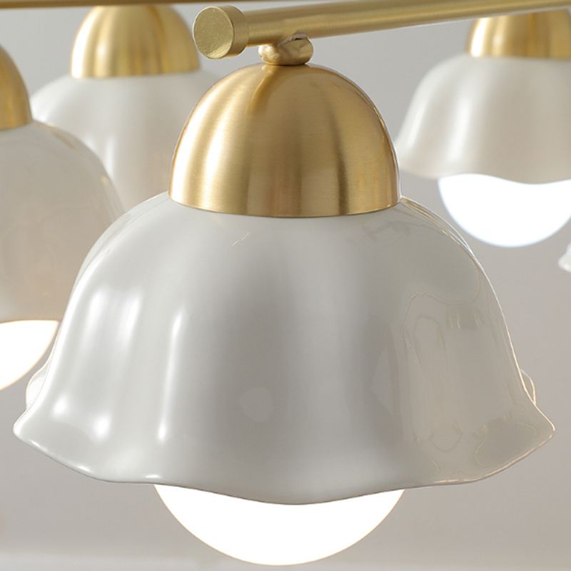 Contemporary Ceiling Lighting Gold and White Ceiling Mount Chandelier for Living Room