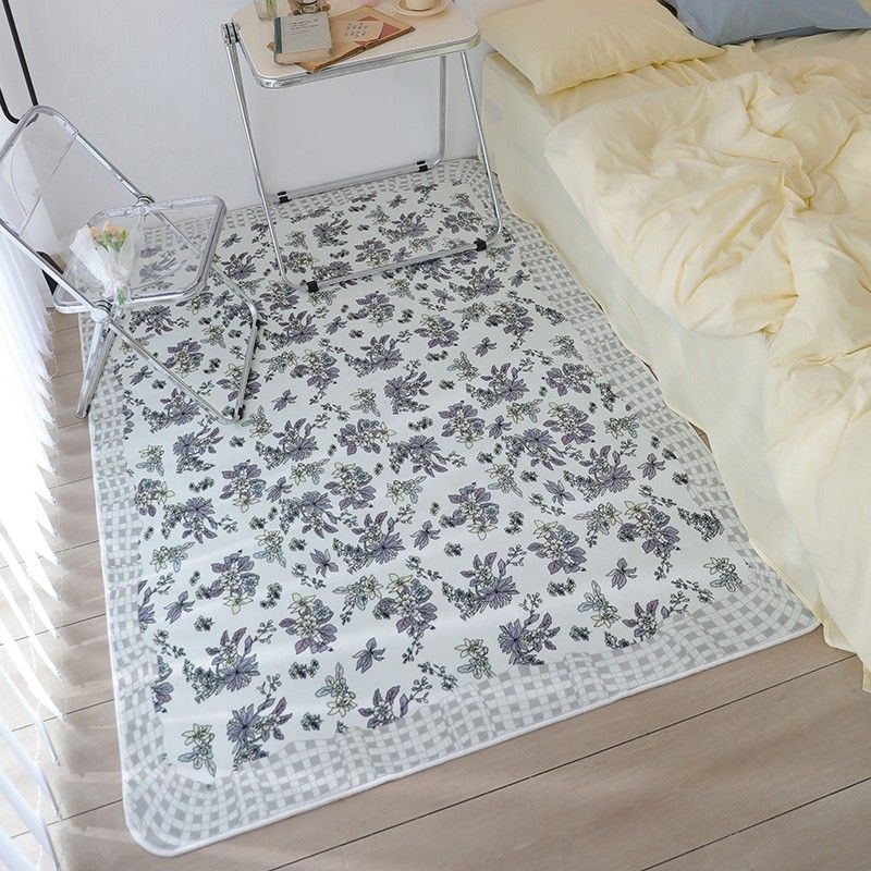 Beige Modern Area Rug Geometric Pattern Polyester Area Carpet Non-Slip Backing Rug for Bedroom