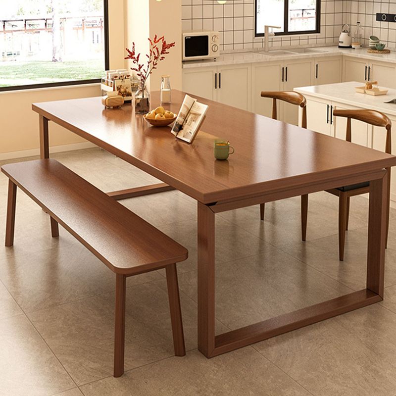 Modern Rectangular Wood Dining Table with Solid Wood Legs for Living Room