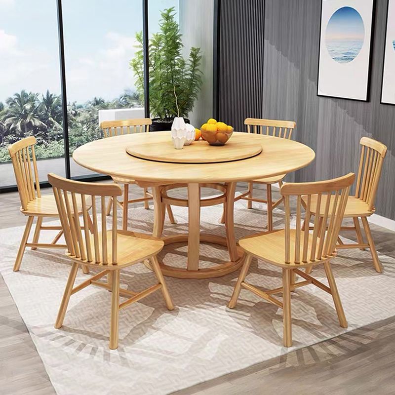 Rubberwood Solid Wood Dining Table Set 5/7 Pieces Dining Set for Kitchen