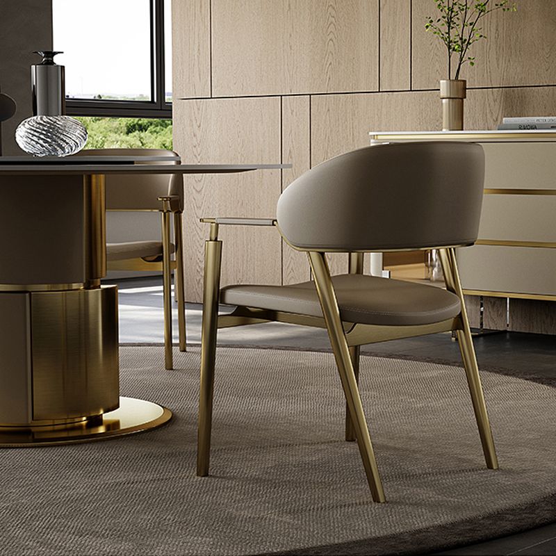 Glam Faux Leather Dining Chairs Dining Arm Chair with Upholstered