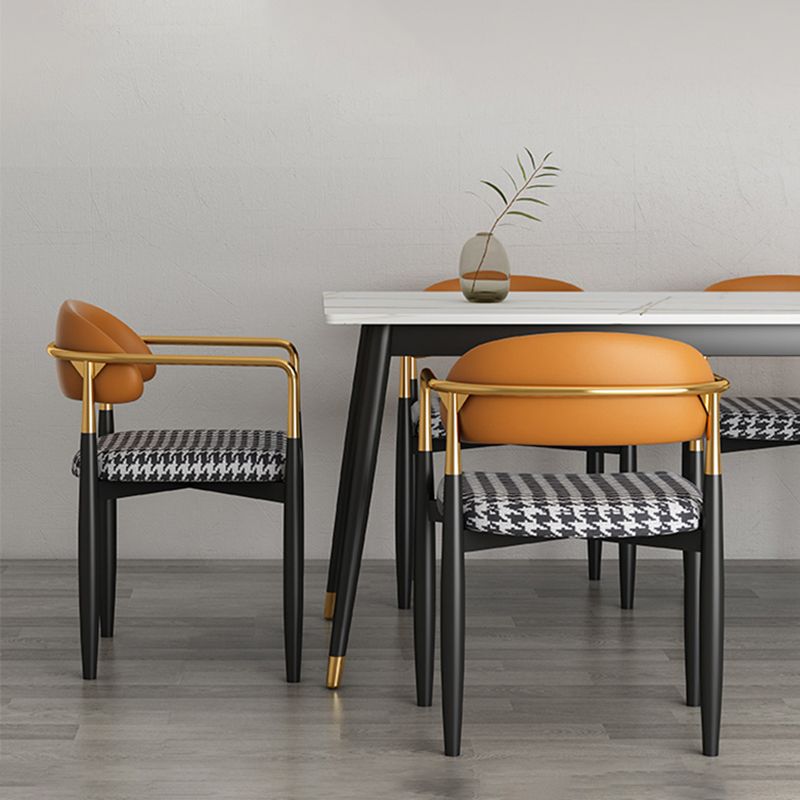 Eigentijdse stijl eetstoelen eetarm open achterstoelen met metalen benen