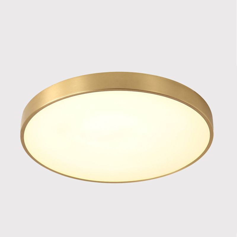 Plafonnier LED de forme ronde en cuivre moderne, 1 lumière, montage encastré pour le salon