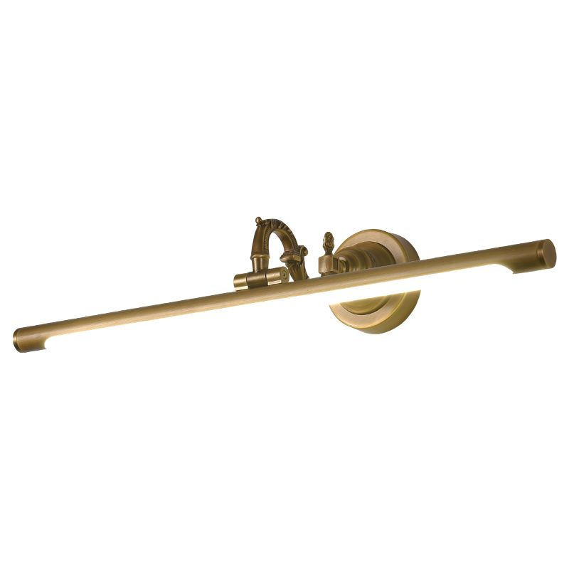 Linear Vanity Light Fixture Retro Style Copper Single Vanity Light