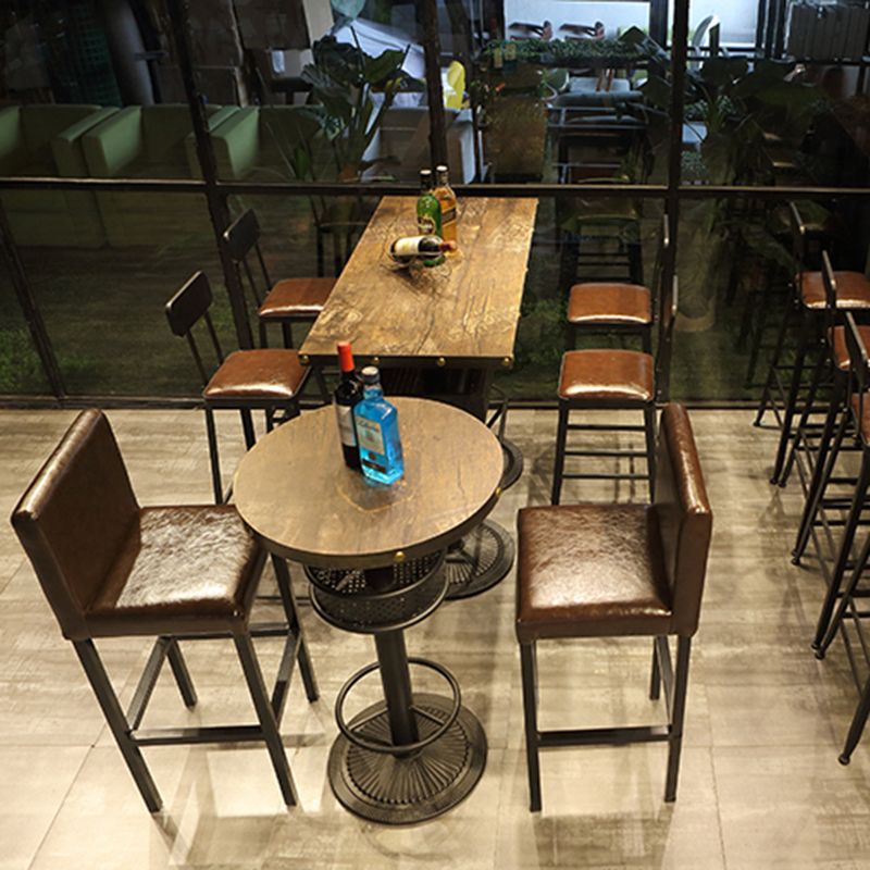 Modern Wood Storage Counter Height Table Brown Bistro Accent Dining Table