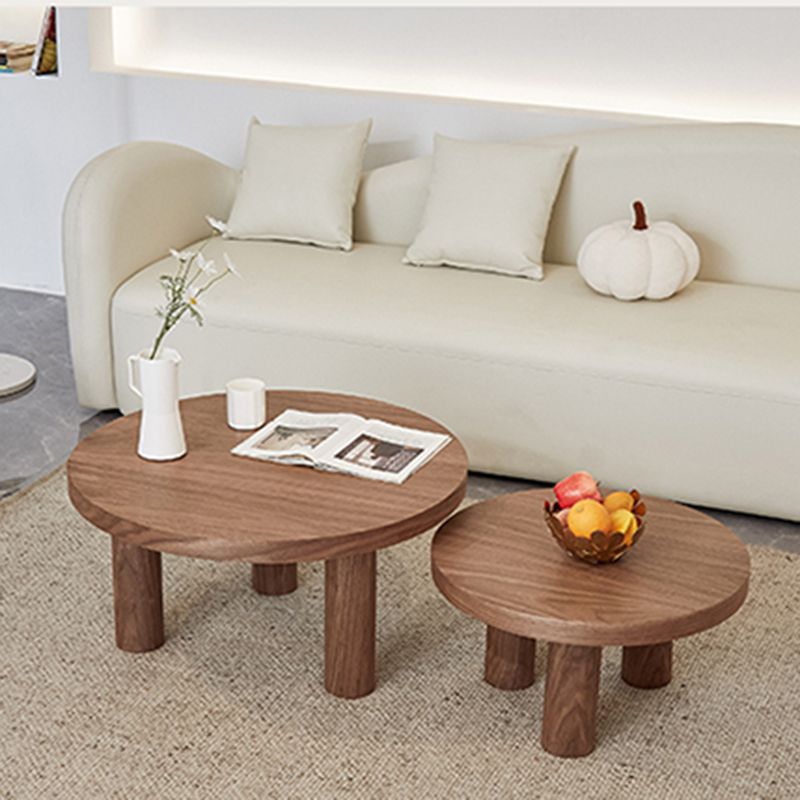 Scandinavian 3 Legs Coffee Table Round Wooden Coffee Table Set for Home