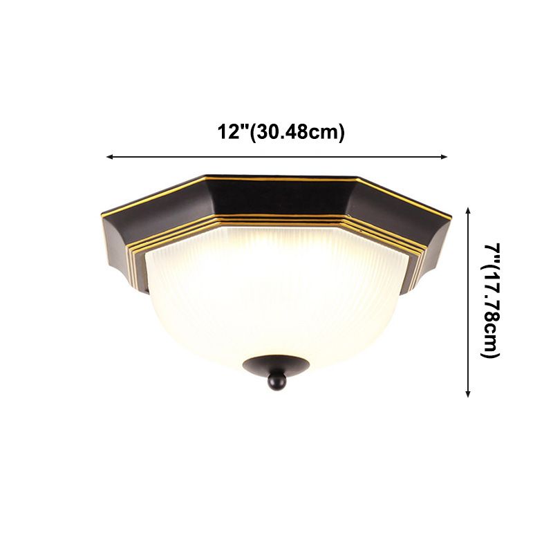 12" Wide Hexagon Flush Mount Classic Glass Flush Ceiling Light in Black