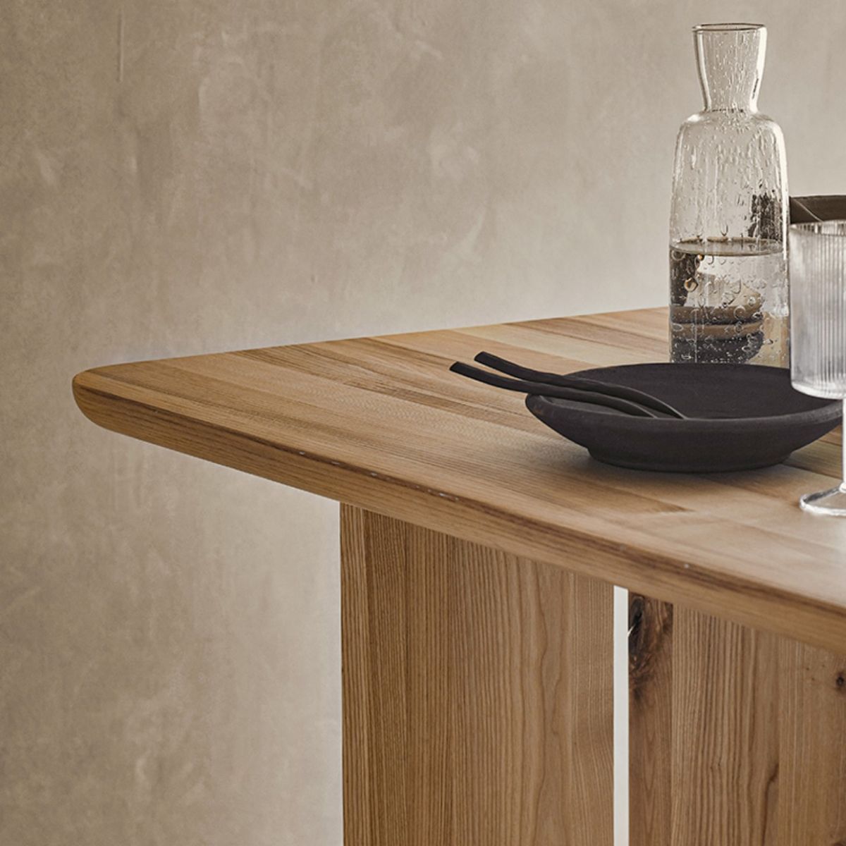 Modern Rectangle Trestle Dining Table Natural Ash Wood Table