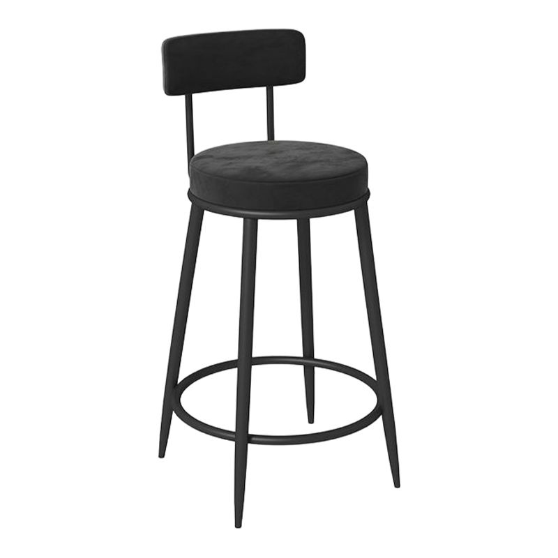 Glam Round Bar and Counter Stool Metal Low Back Stool with 4 Legs