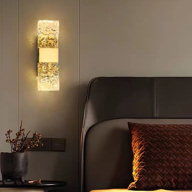 Single Golden Contemporary Wall Mounted Sconce Rectangle LED Wall Light