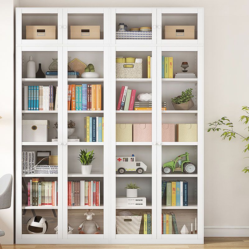 Modern Closed Storage Bookcase Black/White Metal Bookshelf with Shelves