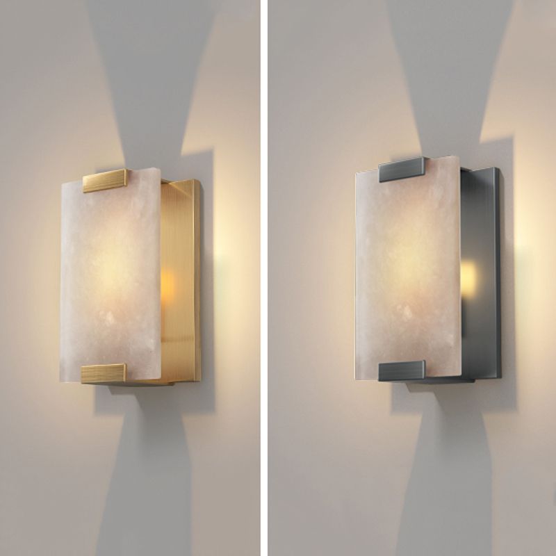 Post Modern LED Wall Sconce in Gold / Bronze Stainless Steel and Marble Wall Light