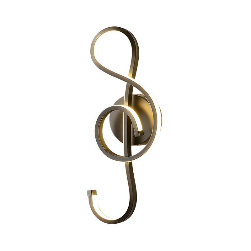 Iron Musical Note Wall Mounted Lamp Modernist Black/White LED Surface Wall Sconce in Warm/White Light