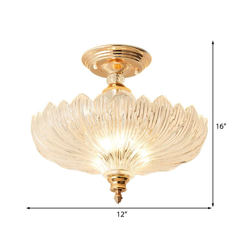 Zwart/goud 3 lampenplafond mount traditioneel kristal geschept semi-flush licht voor eetkamer, 12 "/16" breed