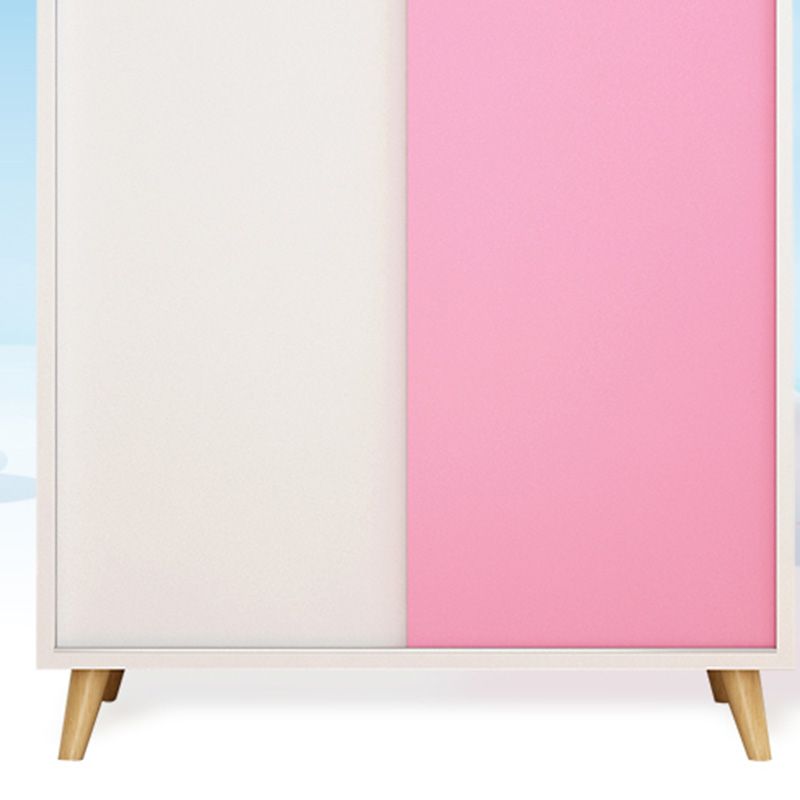 Blue Contemporary Kids Closet High Gloss Wooden Closet with Garment Rod