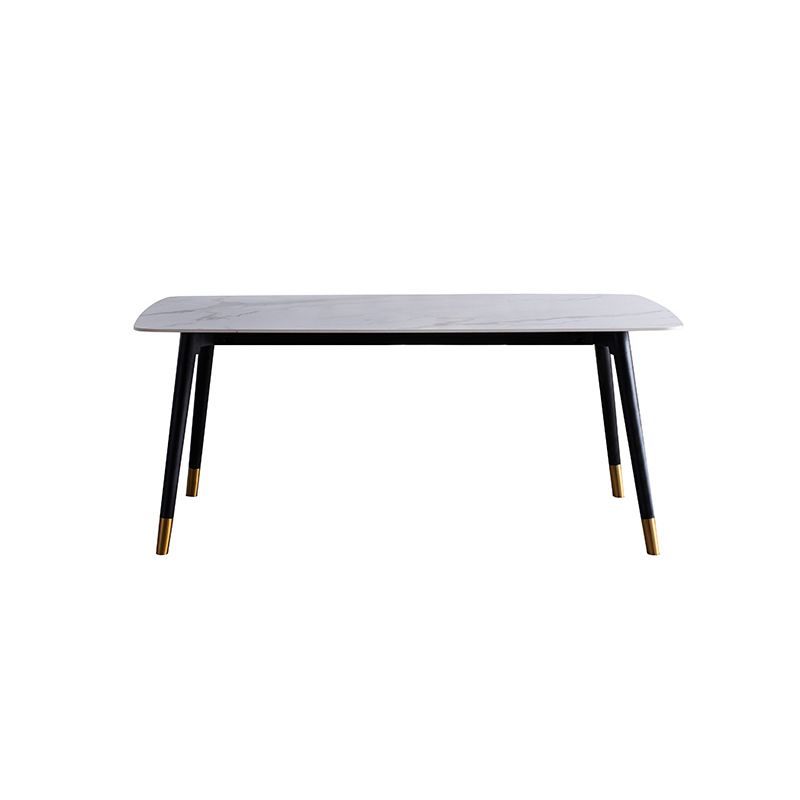 Contemporary Dining Set 1/2/5/7 Pcs White Stone Top Table with Faux Leather Chairs