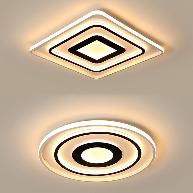 Plafonnier LED en métal de Style nordique, lampe encastrée en noir et blanc pour chambre à coucher