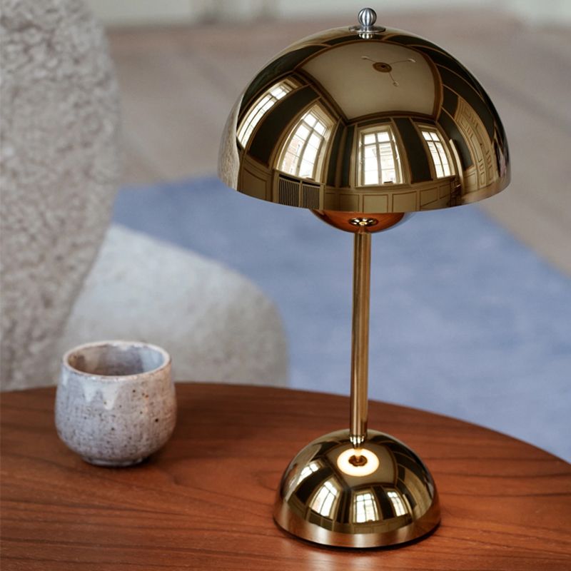 Modern Style Dome Night Table Lamp Metal One Light Nightstand Lamp