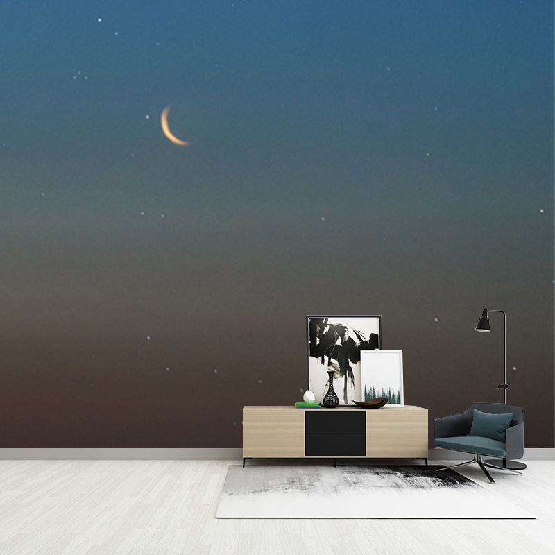 Crescent and Star Afar Mural Modern Washable Living Room Wall Art, Custom Size Available