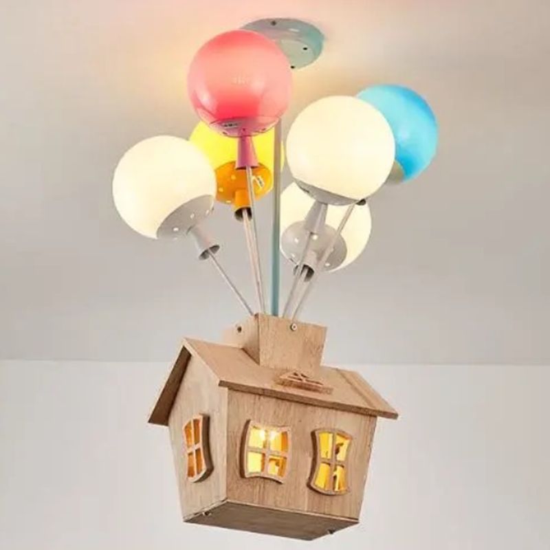 Contemporary Ceiling Lamp Colorful Glass Shade Flush Mount Light Fixture