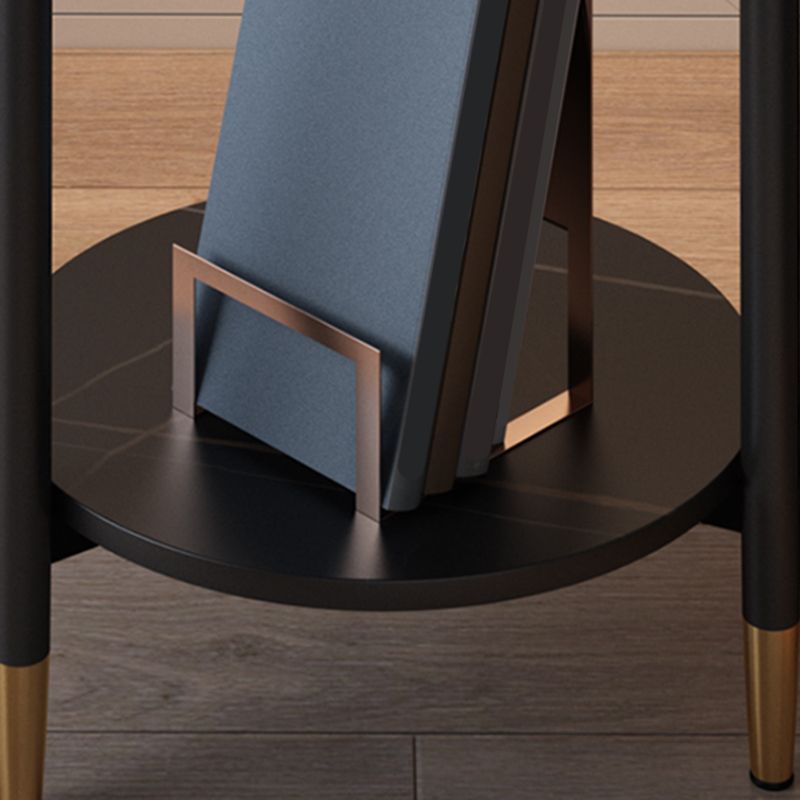 3 Legs Slate Side Table Round Minimalist Double Tier End Table