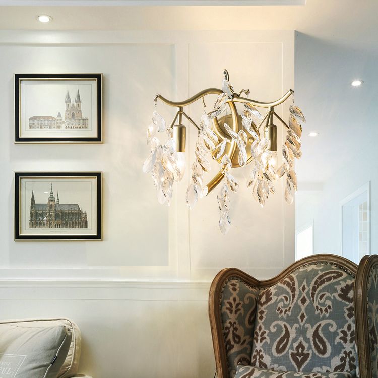 Unique Shape Metal Wall Lighting Modern Style 2 Lights Wall Mounted Light in Gold