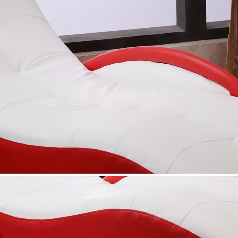 Modern Upholstered Reclining Chaise Lounge with One Arm Faux Leather Chaise