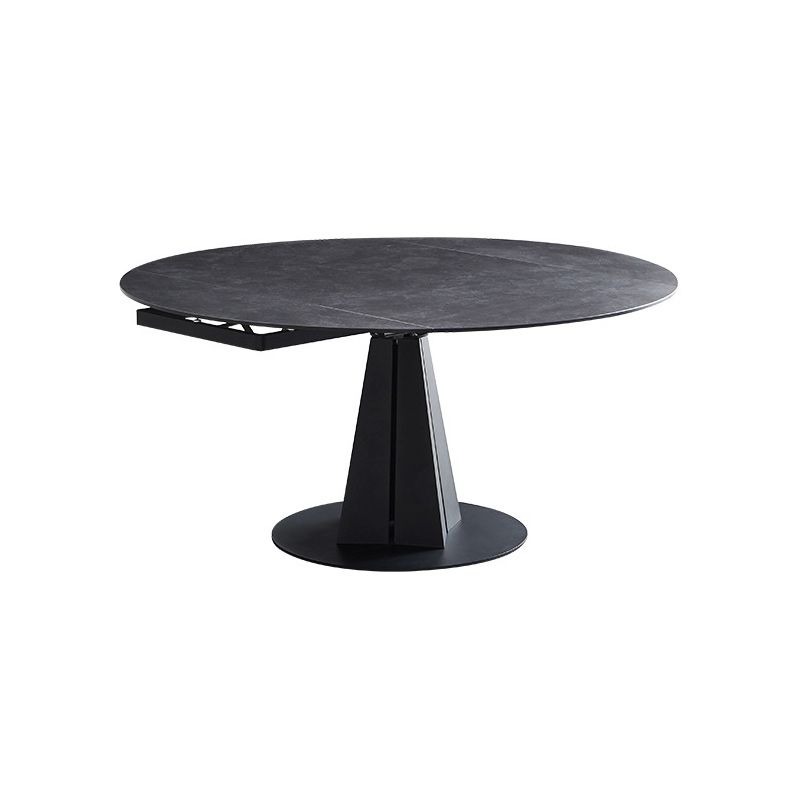 Modern Pedestal Casual Dining Table Round Dinner Table with Stainless Steel Base