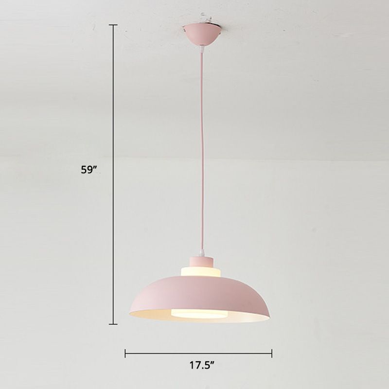 Bol en aluminium plafonnier pendrier léger macaron à la lampe à bulbe unique avec insert de l'ombre acrylique