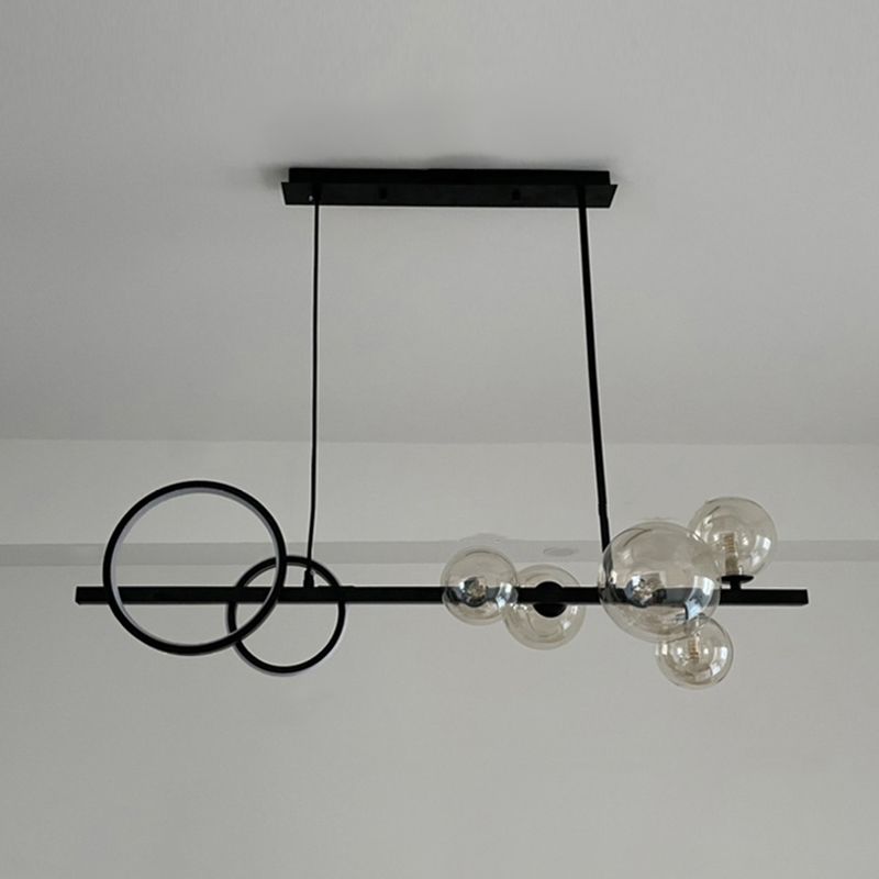 Contemporary Kitchen Island Lighting Spherical Metal 7-Light Hanging Light Fixtures