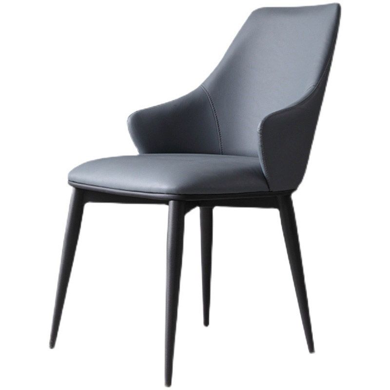 Industrial Style Arm Chair Metal Solid Back Dining Room Chair for Home