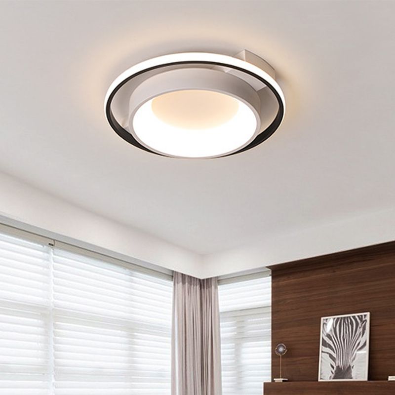 16 "/19.5" Dia Metallic Dish Ceiling Lamp Modernisist Style LED Weiß Flush Mount in Warm/Weißes Licht