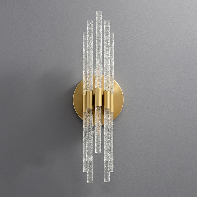 Modern 2 - Light Wall Mounted Sconce Brass and Glass Wall Light in Gold and Clear