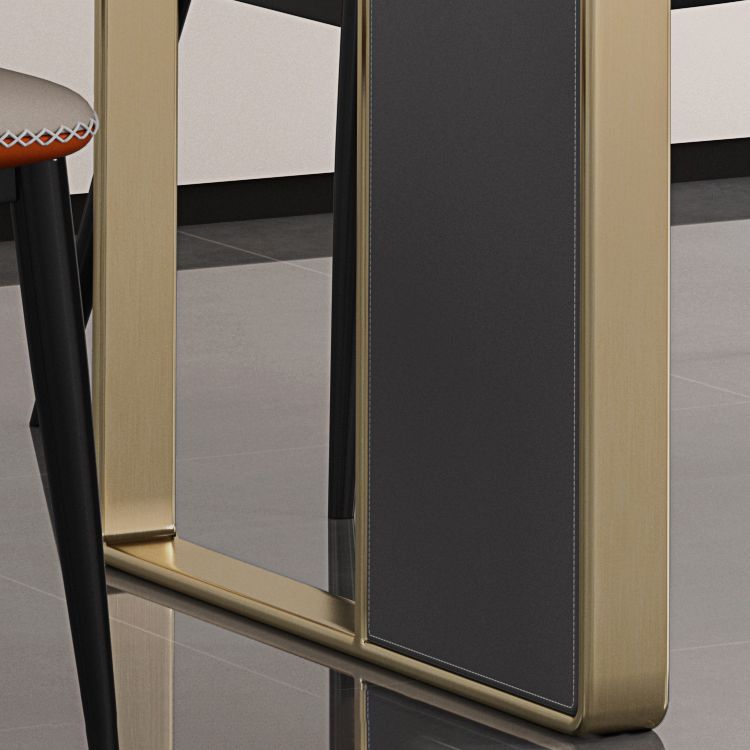 Rectangular Modern Sintered Stone Dining Room Set Dining Furniture Set with Metallic Base