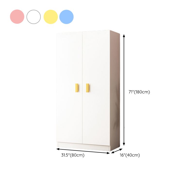 Pink Modern Kid's Wardrobe High Gloss 5-Drawer Coat Locker with Garment Rod